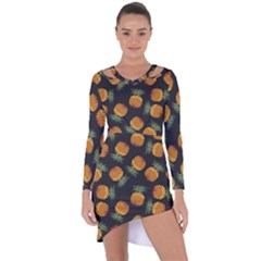 Pineapple Background Pineapple Pattern Asymmetric Cut-out Shift Dress by Wegoenart