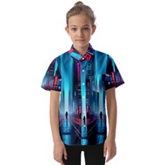 City People Cyberpunk Kids  Short Sleeve Shirt by Jancukart