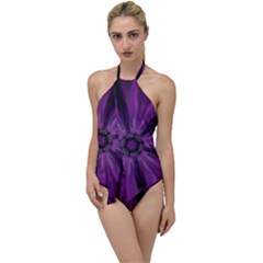 Pattern Purple Symmetry Dark Go With The Flow One Piece Swimsuit by Jancukart