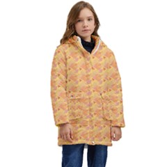 Peach Leafs Kid s Hooded Longline Puffer Jacket by Sparkle