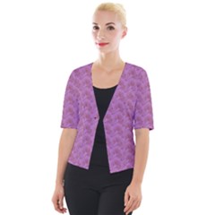 Violet Flowers Cropped Button Cardigan by Sparkle