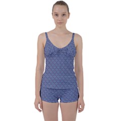 Blue Diamonds Tie Front Two Piece Tankini by Sparkle