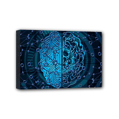 Artificial Intelligence Network Blue Art Mini Canvas 6  X 4  (stretched) by Semog4