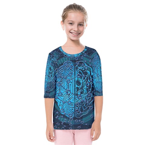 Artificial Intelligence Network Blue Art Kids  Quarter Sleeve Raglan Tee by Semog4
