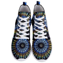 Mandala Floral Rose Window Strasbourg Cathedral France Men s Lightweight High Top Sneakers by Semog4