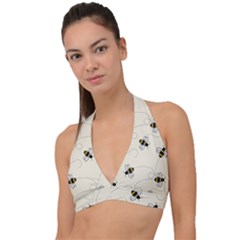 Insects Bees Digital Paper Halter Plunge Bikini Top by Semog4