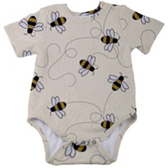 Insects Bees Digital Paper Baby Short Sleeve Bodysuit by Semog4