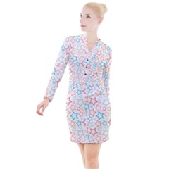 Background Pattern Texture Design Button Long Sleeve Dress by Semog4