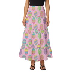 Egg Easter Eggs Pastel Digital Art Tiered Ruffle Maxi Skirt by Semog4
