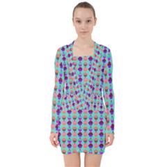 Pattern 210 V-neck Bodycon Long Sleeve Dress by GardenOfOphir