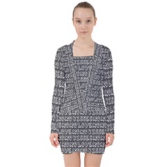 Pattern 321 V-neck Bodycon Long Sleeve Dress by GardenOfOphir