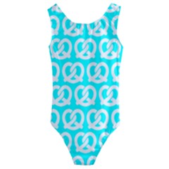 Aqua Pretzel Illustrations Pattern Kids  Cut-out Back One Piece Swimsuit by GardenOfOphir