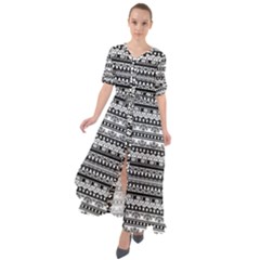 Tribal Zentangle Line Pattern Waist Tie Boho Maxi Dress by Semog4