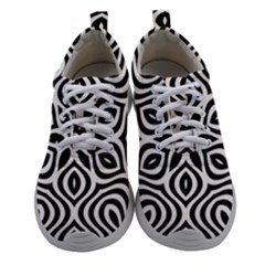 Pattern Wave Symmetry Monochrome Abstract Women Athletic Shoes by Jancukart