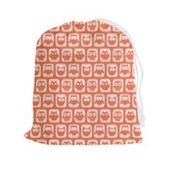 Coral And White Owl Pattern Drawstring Pouch (2xl) by GardenOfOphir