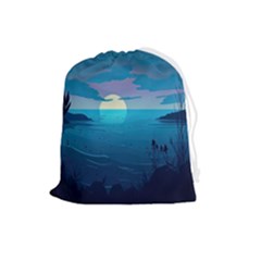 Ai Generated Ocean Sea Water Anime Nautical Drawstring Pouch (large) by Ravend