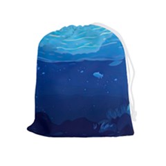 Ai Generated Ocean Sea Fish Underwater Water Drawstring Pouch (xl) by Ravend