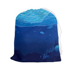 Ai Generated Ocean Sea Fish Underwater Water Drawstring Pouch (2xl) by Ravend