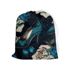 Glass Slipper Blues Fairytale Drawstring Pouch (xl) by Ravend