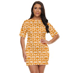Yellow And White Owl Pattern Just Threw It On Dress by GardenOfOphir