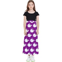 Cute Whale Illustration Pattern Kids  Flared Maxi Skirt by GardenOfOphir