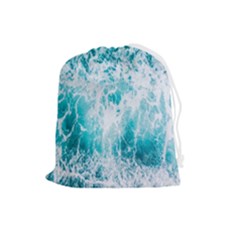 Tropical Blue Ocean Wave Drawstring Pouch (large) by Jack14