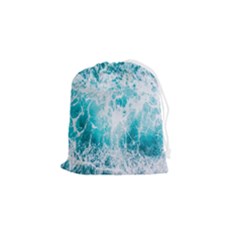 Tropical Blue Ocean Wave Drawstring Pouch (small) by Jack14