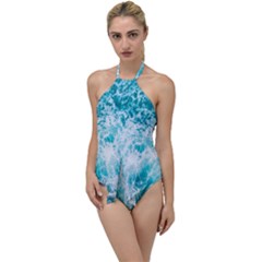 Tropical Blue Ocean Wave Go With The Flow One Piece Swimsuit by Jack14