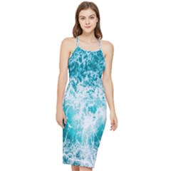 Tropical Blue Ocean Wave Bodycon Cross Back Summer Dress by Jack14