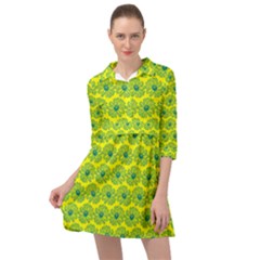 Gerbera Daisy Vector Tile Pattern Mini Skater Shirt Dress by GardenOfOphir