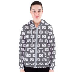 Modern Chic Vector Camera Illustration Pattern Women s Zipper Hoodie by GardenOfOphir