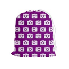 Modern Chic Vector Camera Illustration Pattern Drawstring Pouch (xl) by GardenOfOphir