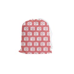 Modern Chic Vector Camera Illustration Pattern Drawstring Pouch (small) by GardenOfOphir