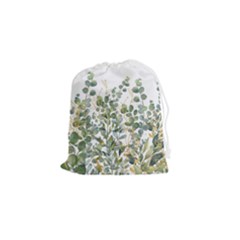 Gold And Green Eucalyptus Leaves Drawstring Pouch (small) by Jack14