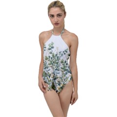 Gold And Green Eucalyptus Leaves Go With The Flow One Piece Swimsuit by Jack14