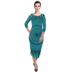 Illusion Geometric Background Quarter Sleeve Midi Velour Bodycon Dress by Jancukart