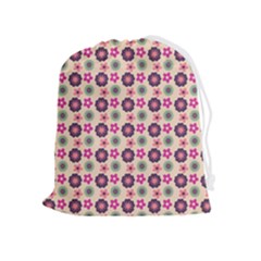 Cute Floral Pattern Drawstring Pouch (xl) by GardenOfOphir