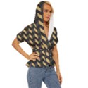Modern Retro Chevron Patchwork Pattern Lightweight Drawstring Hooded Top View3