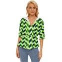 Modern Retro Chevron Patchwork Pattern Lightweight Drawstring Hooded Top View1
