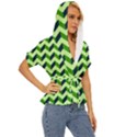 Modern Retro Chevron Patchwork Pattern Lightweight Drawstring Hooded Top View3