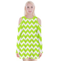 Chevron Pattern Gifts Velvet Long Sleeve Shoulder Cutout Dress by GardenOfOphir