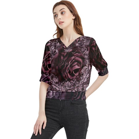Rose Mandala Quarter Sleeve Blouse by MRNStudios