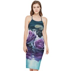 Roses Water Lilies Watercolor Bodycon Cross Back Summer Dress by Ravend