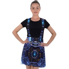 Digital Technology Velvet Suspender Skater Skirt by Ravend