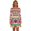 Unique Pattern Design Vintage Retro Art Long Sleeve Wide Neck Velvet Dress View1