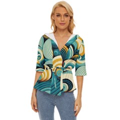 Waves Ocean Sea Abstract Whimsical (1) Lightweight Drawstring Hooded Top by Jancukart