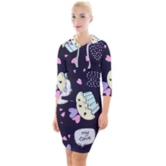 Cupcake Quarter Sleeve Hood Bodycon Dress by nateshop
