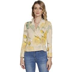 Flowers-104 Women s Long Sleeve Revers Collar Cropped Jacket by nateshop