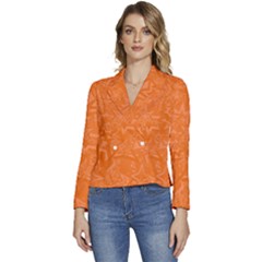 Orange-chaotic Women s Long Sleeve Revers Collar Cropped Jacket by nateshop