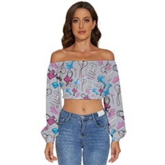 Medicine Long Sleeve Crinkled Weave Crop Top by SychEva